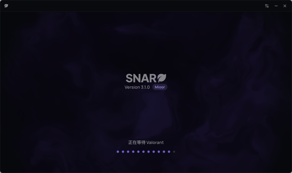 SNARL app loading screen in purple theme